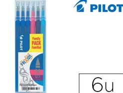 Recharge roller pilot frixion pointe moyenne assortiment 3 bleu 1 rose 1 violet 1 turquoise set de 6 unités