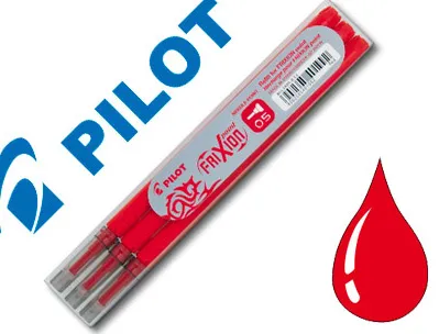 Recharge roller pilot frixion point pointe aiguille 0.3mm encre effaçable coloris rouge set de 3 unités