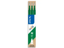 Recharge roller pilot frixion ball écriture moyenne 0.7mm encre effaçable coloris vert set de 3 unités