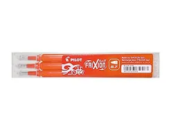 Recharge roller pilot frixion clicker écriture moyenne 0.5mm encre effaçable coloris orange set de 3 unités