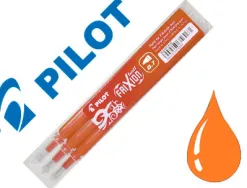 Recharge roller pilot frixion clicker écriture moyenne 0.5mm encre effaçable coloris orange set de 3 unités
