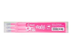 Recharge roller pilot frixion ball écriture moyenne 0.5mm encre effaçable coloris rose set de 3 unités