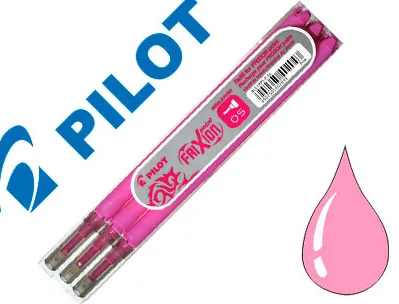 Recharge roller pilot frixion point pointe aiguille 0.3mm encre effaçable coloris rose set de 3 unités