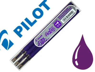 Recharge roller pilot frixion point pointe aiguille 0.3mm encre effaçable coloris violet set de 3 unités