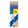 Recharge roller pilot frixion ball clicker encre gel thermosensible pointe moyenne set 6 unités coloris bleu