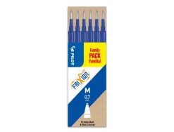 Recharge roller pilot frixion ball clicker encre gel thermosensible pointe moyenne set 6 unités coloris bleu
