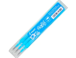 Recharge roller pilot frixion ball écriture moyenne 0.7mm encre effaçable coloris turquoise set de 3 unités