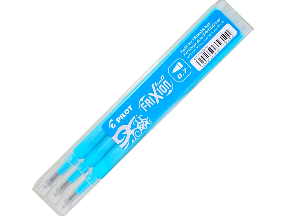 Recharge roller pilot frixion ball écriture moyenne 0.7mm encre effaçable coloris turquoise set de 3 unités