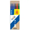 Recharge roller pilot frixion ball clicker encre gel pointe moyenne 0,7mm set 6 unités 3 bleus 1 noir 1 rouge 1 vert