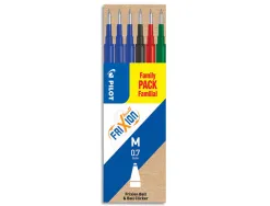 Recharge roller pilot frixion ball clicker encre gel pointe moyenne 0,7mm set 6 unités 3 bleus 1 noir 1 rouge 1 vert