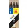 Recharge roller pilot frixion ball clicker encre gel thermosensible pointe moyenne set 6 unités coloris noir