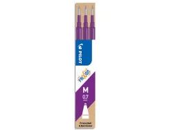 Recharge roller pilot frixion ball écriture moyenne 0.7mm encre effaçable coloris violet set de 3 unités