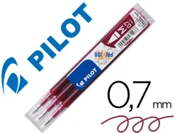 Recharge roller pilot frixion ball 07 pointe moyenne coloris rouge bordeaux - set de 3 un