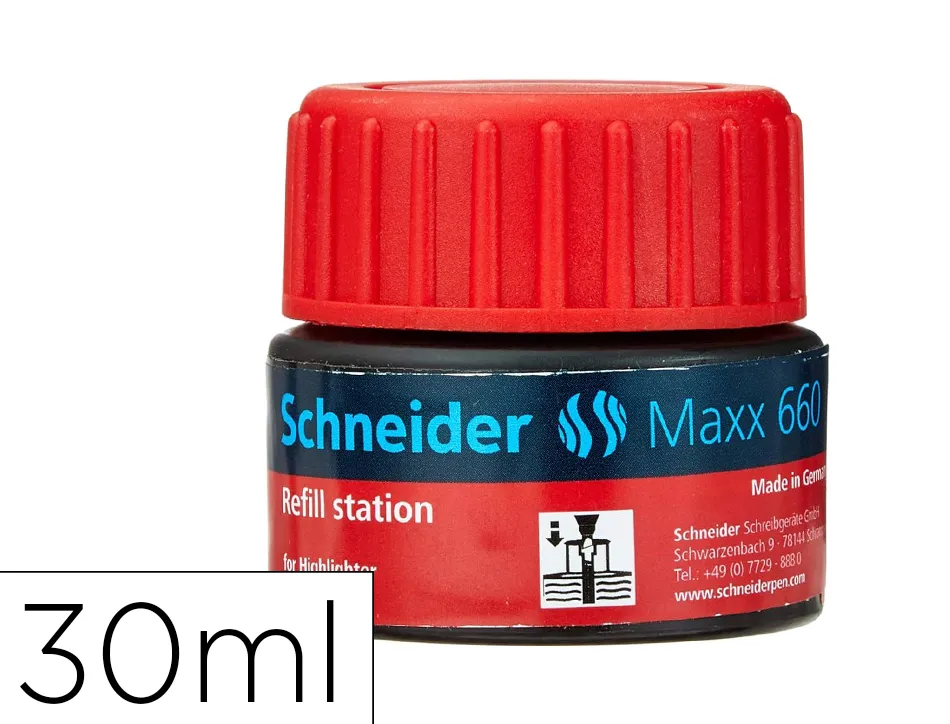 Recharge schneider maxx 660 surligneur job automatique 30ml coloris rouge