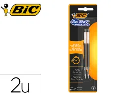 Recharge stylo gel bic gelocity quick dry pointe moyenne noir blister de 2