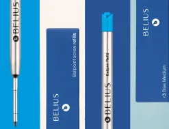 Recharge stylo-bille belius encre bleue pointe 0,8mm boite 3 unites