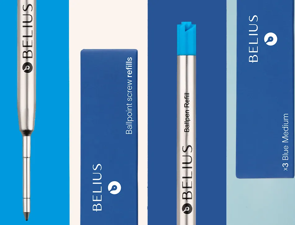 Recharge stylo-bille belius encre bleue pointe 0,8mm boite 3 unites