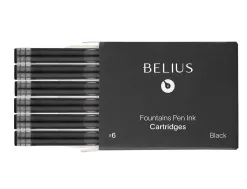 Recharge stylo-plume belius encre coloris noire boite 6 cartouches