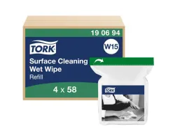 Recharge tork lingette humide w15 surface texture resistante blanc paquet 58 lingettes