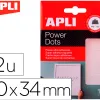 Rectangles apli double-face adhesif extra fort power dots transparent premium 30x34mm. blister de 12
