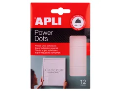 Rectangles apli double-face adhesif extra fort power dots transparent premium 30x34mm. blister de 12