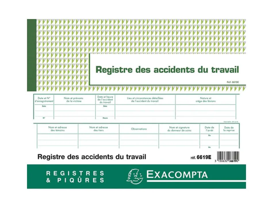 Registre accidents du travail