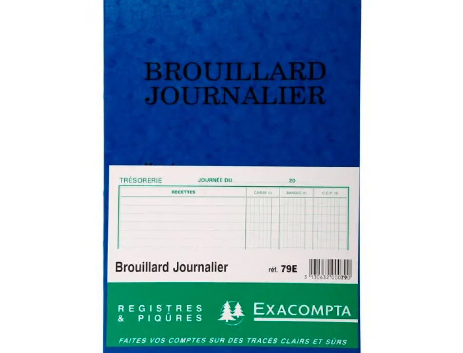 Registre comptable piqué exacompta brouillard journalier 270x195mm vertical 40 pages