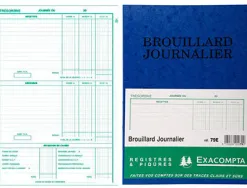 Registre comptable piqué exacompta brouillard journalier 270x195mm vertical 40 pages