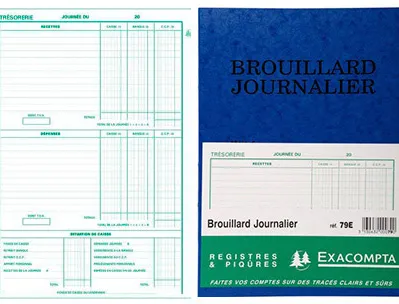 Registre comptable piqué exacompta brouillard journalier 270x195mm vertical 40 pages