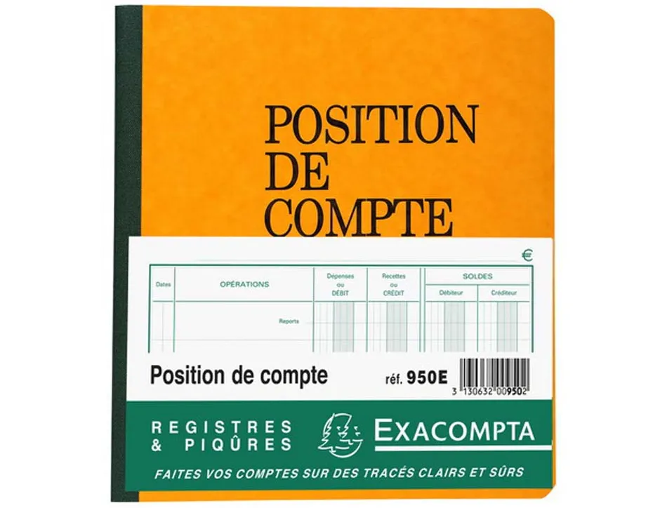 Registre exacompta position de compte 210x190mm 80 pages