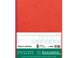 Registre piqûre exacompta colonnes 250x320mm 31 lignes 6 colonnes/page 80 pages