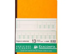 Registre piqûre exacompta colonnes 250x320mm 33 lignes 13 colonnes/2 pages 80 pages