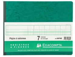 Registre piqûre exacompta colonnes 320x250mm 24 lignes 7 colonnes/page 80 pages