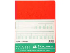 Registre piqûre exacompta colonnes 250x320mm 33 lignes 7 colonnes/page 80 pages