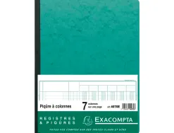 Registre piqûre exacompta colonnes 250x320mm 33 lignes 7 colonnes/page 80 pages