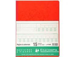 Registre piqûre exacompta colonnes 250x320mm 33 lignes 15 colonnes/2 pages 80 pages