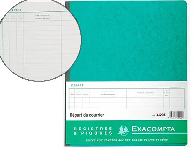 Registre piqué exacompta courrier départ 320x270mm 80 pages