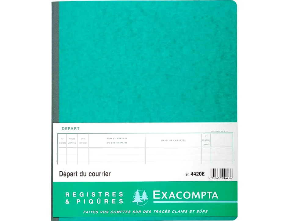 Registre piqué exacompta courrier départ 320x270mm 80 pages