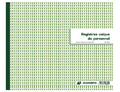 Registre piqué exacompta du personnel salariés stagiaires 320x270mm 52 pages