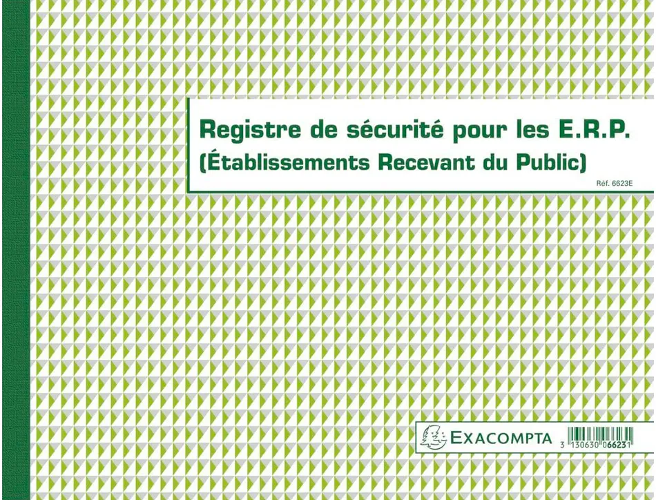 Registre sécurité pour établissements recevant du public exacompta piqué 240x320mm 32 pages