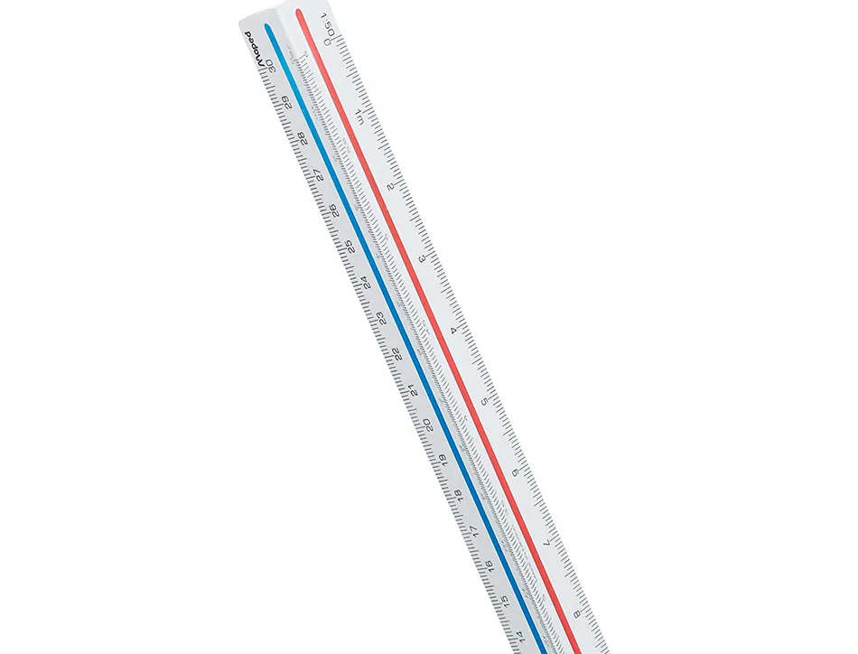Regle a echelles maped abs 1couleur sur chaque face etui de protection 1/20 - 1/25 - 1/50 - 1/75 - 1/100 - 1/125