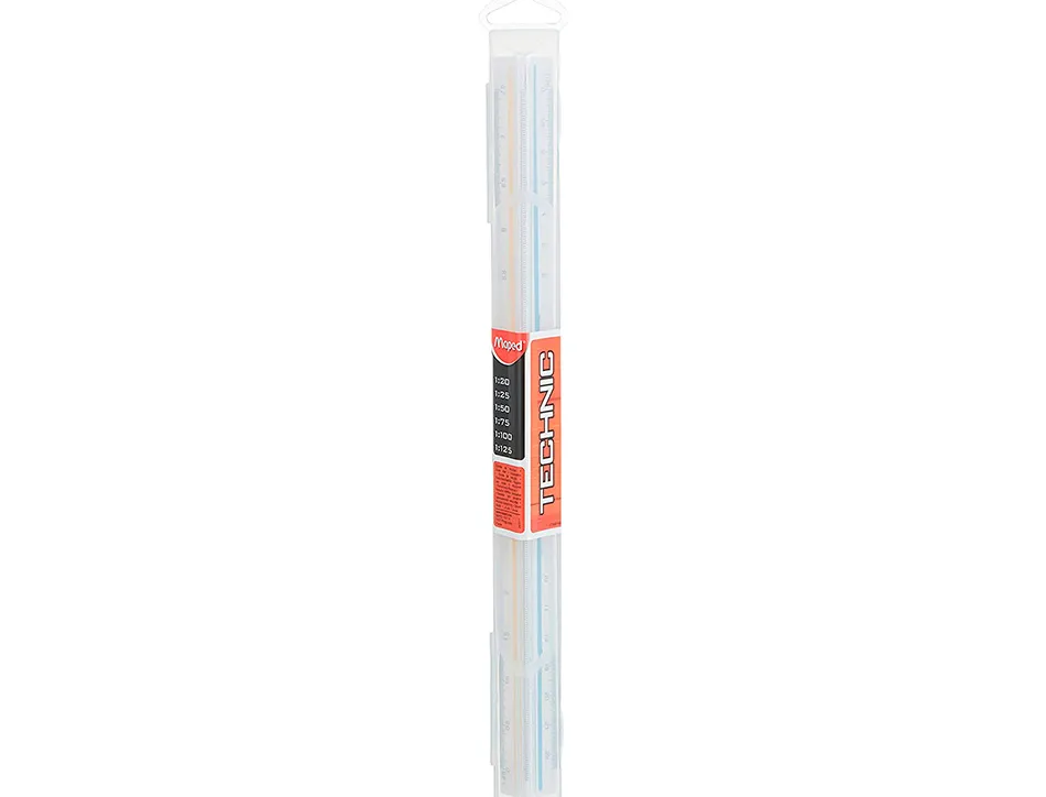 Regle a echelles maped abs 1couleur sur chaque face etui de protection 1/20 - 1/25 - 1/50 - 1/75 - 1/100 - 1/125