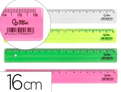 Regle liderpapel plastique 16 cm coloris assortis pot 100 unites