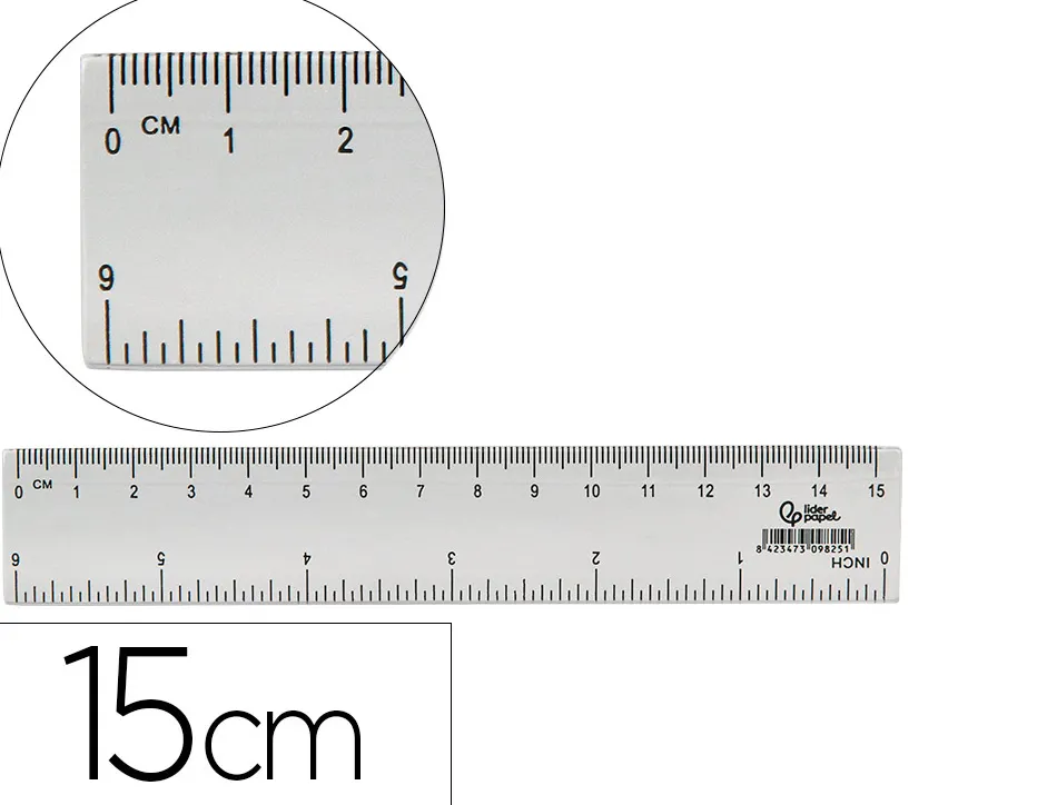 Regle liderpapel plastique cristal 15 cm