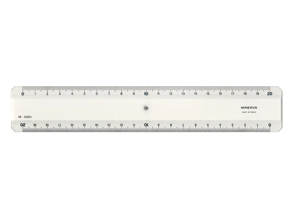 Regle plate double decimetre minerva 2 biseaux 20 cm