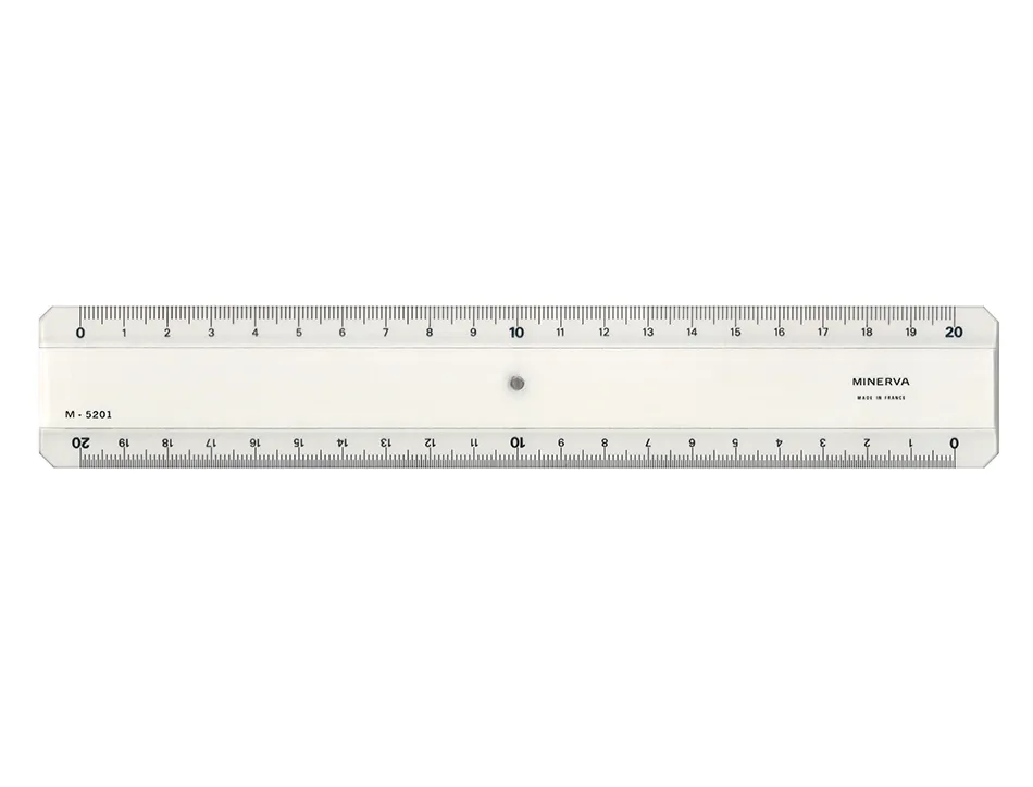 Regle plate double decimetre minerva 2 biseaux 20 cm