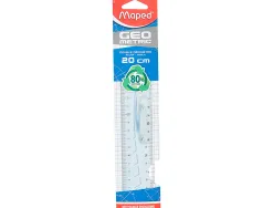 Regle plate maped geometric double decimetre en plastique recycle sachet individuel 20cm