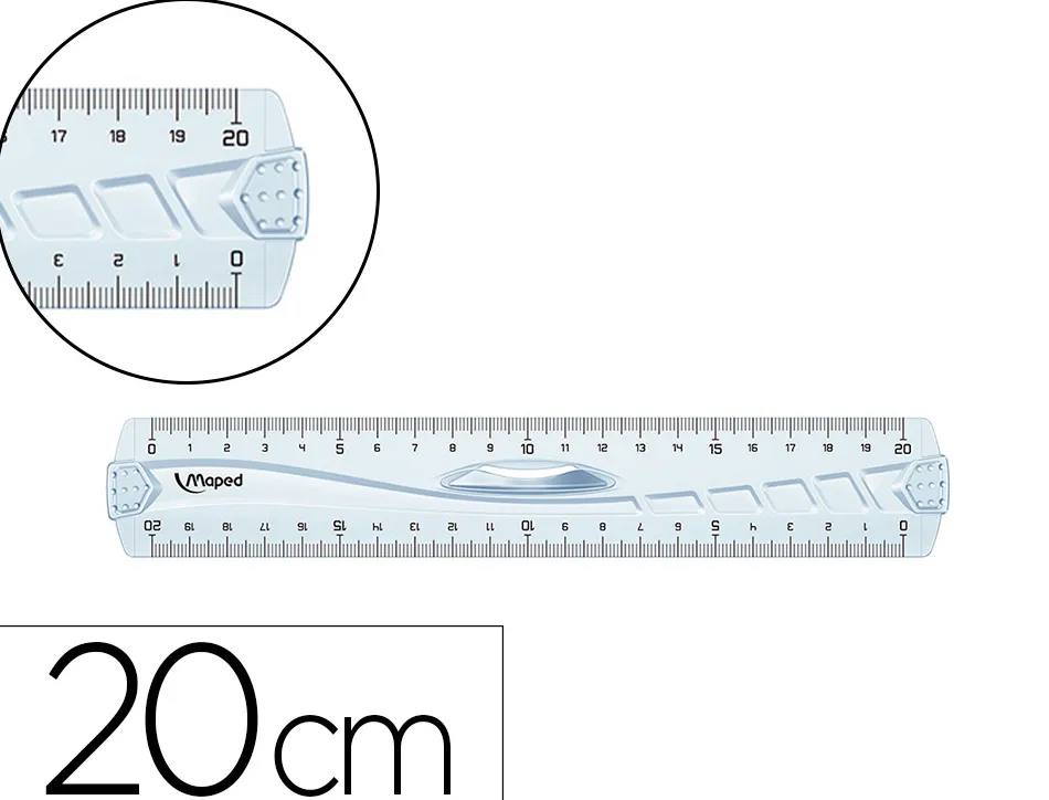 Regle plate maped geometric double decimetre en plastique recycle sachet individuel 20cm