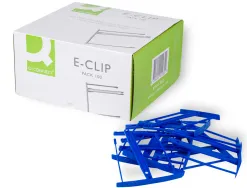 Relieur fasteneur q-connect plastique e-clips couleur bleue boîte 100 unités