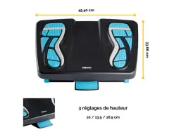 Repose-pieds fellowes caoutchouc énergisant surfaces de massage règlage 3 hauteurs coloris noir